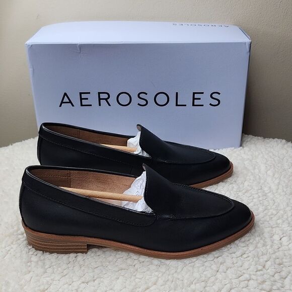 NIB Aerosole Comfortable Women's Loafer in Black Genuine Leather Size 5 - Picture 3 of 8